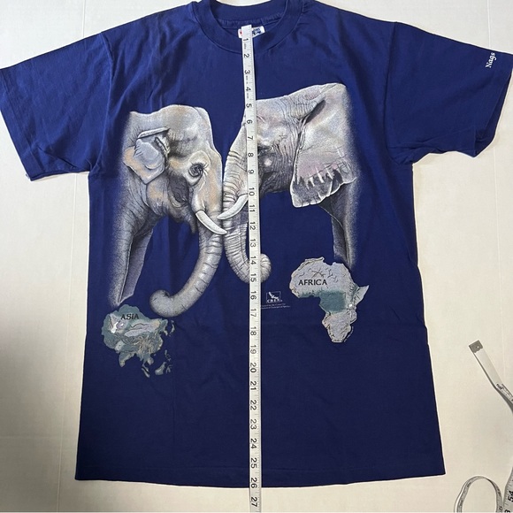 Vintage single stitch tshirt size medium elephant nature print 1992 Hanes Usa - Picture 3 of 11